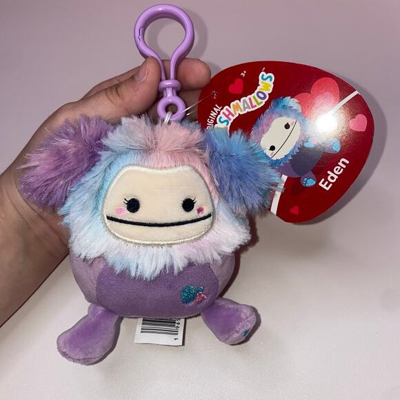 Valentines Squishmallow Eden the Bigfoot Clip 3.5” - Picture 9 of 9